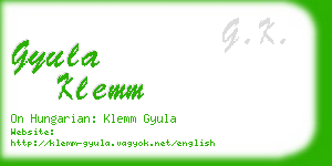 gyula klemm business card